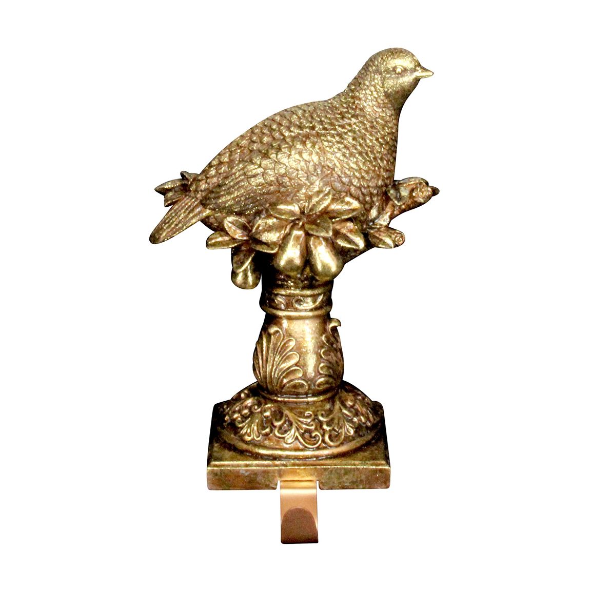 Gold Resin Partridge Stocking Hanger main product photo