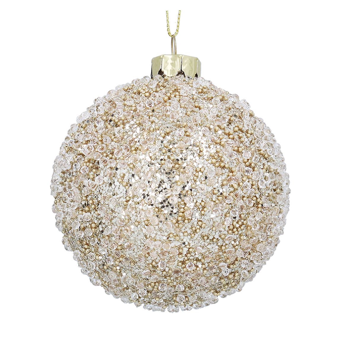 Box of 6 Cream / Gold Glass Baubles main product photo