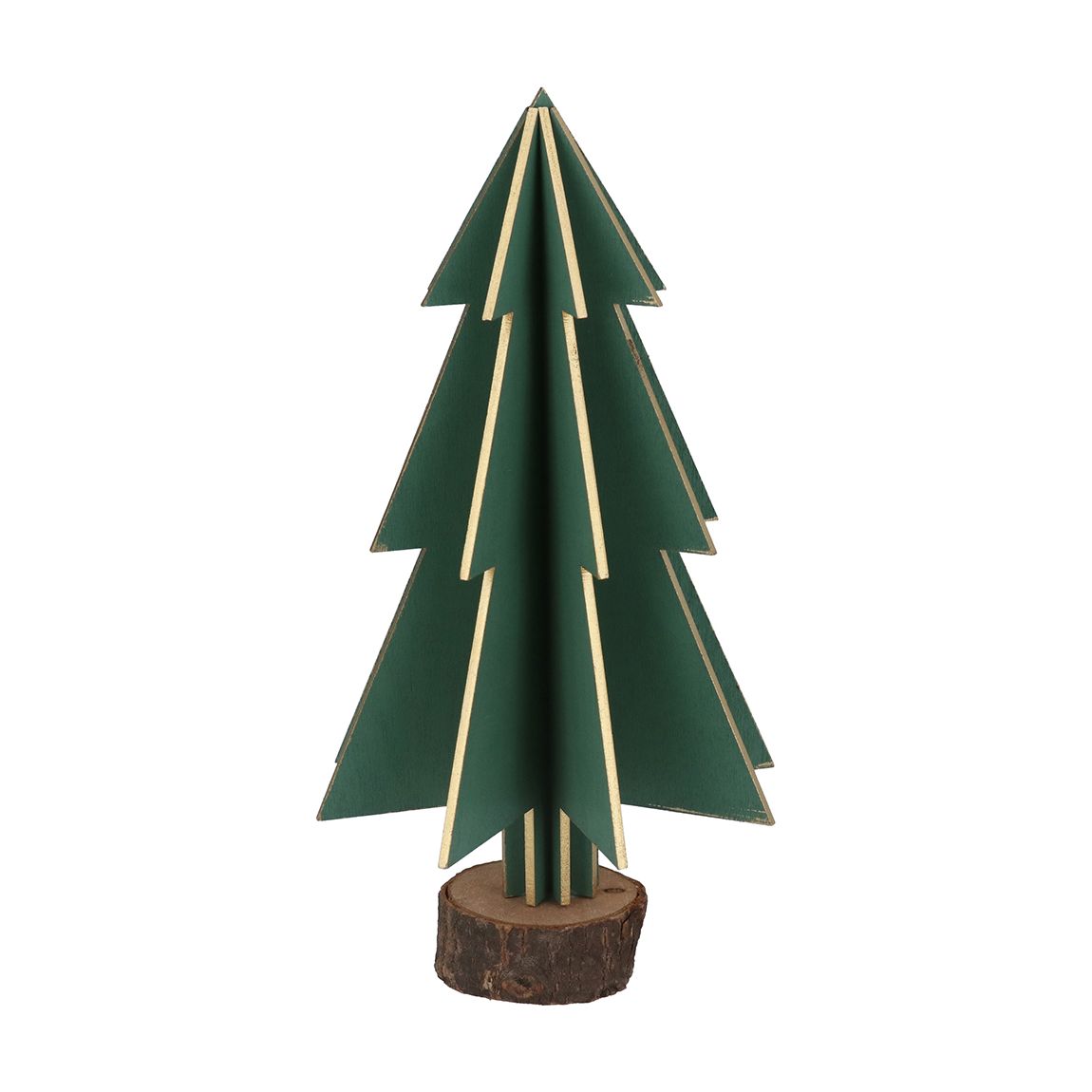 Set of 2 Green Wood Tree Ornaments main product photo