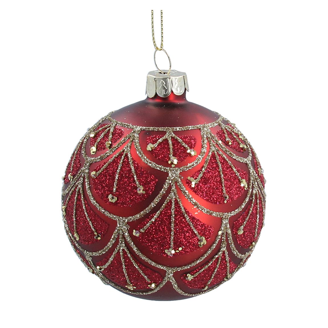 Box of 6 Red/Gold Glass Baubles main product photo