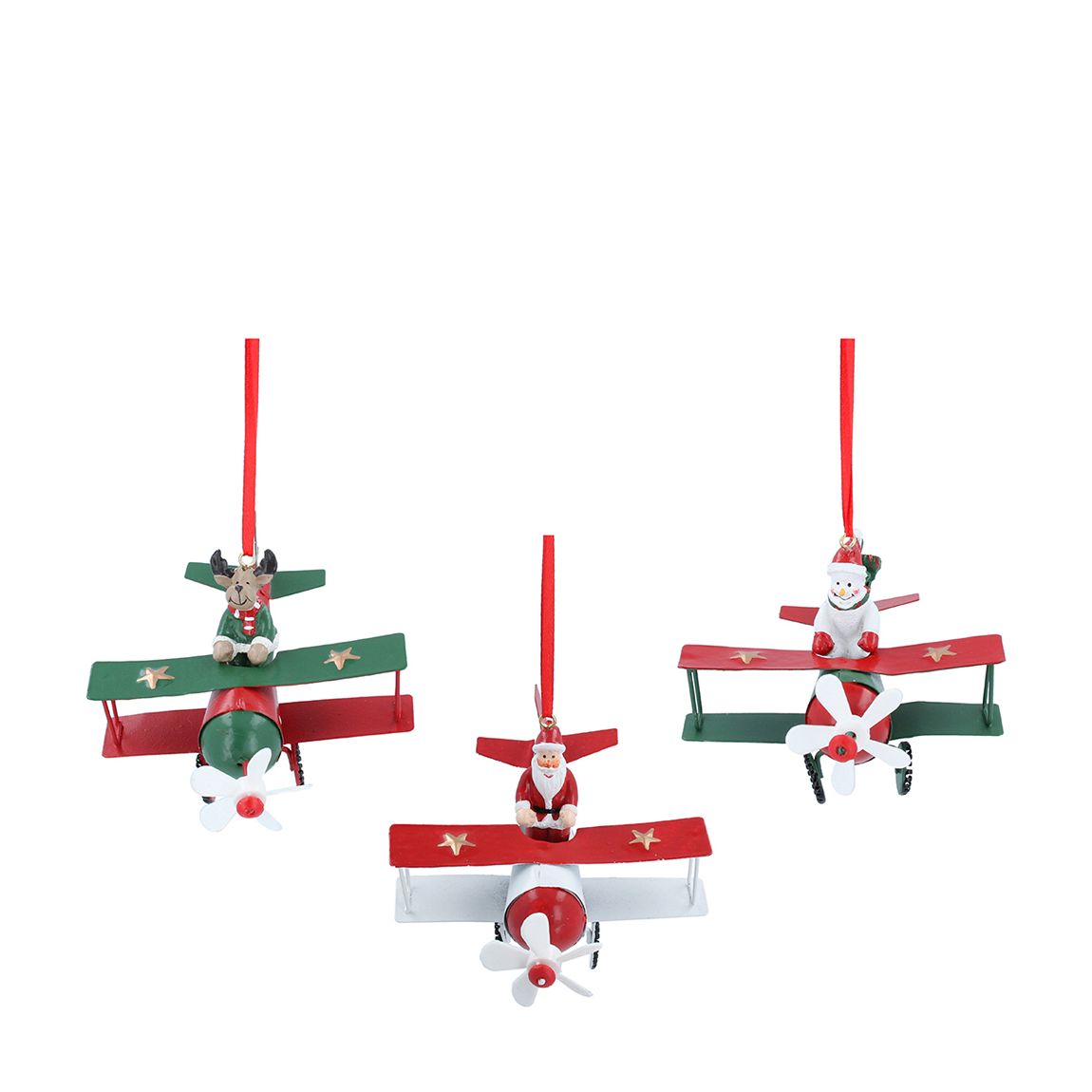 Set of 3 Metal Aeroplane Decorations main product photo