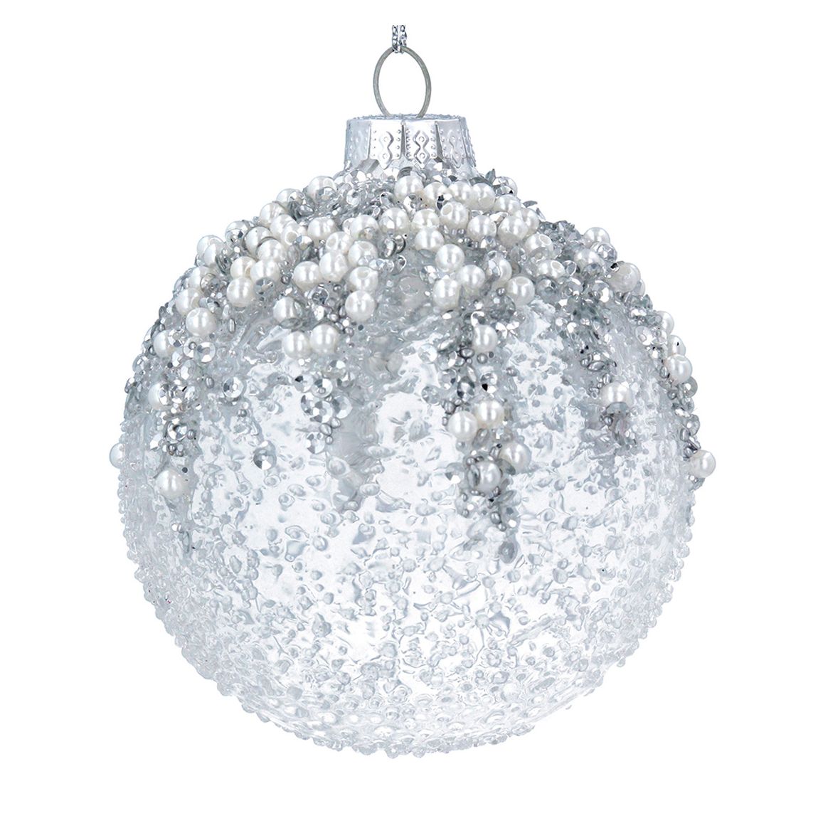 Box of 6 White/Silver Glass Baubles main product photo