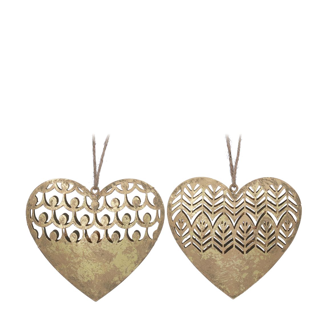 Set of 2 Gold Metal Filigree Heart Decorations main product photo