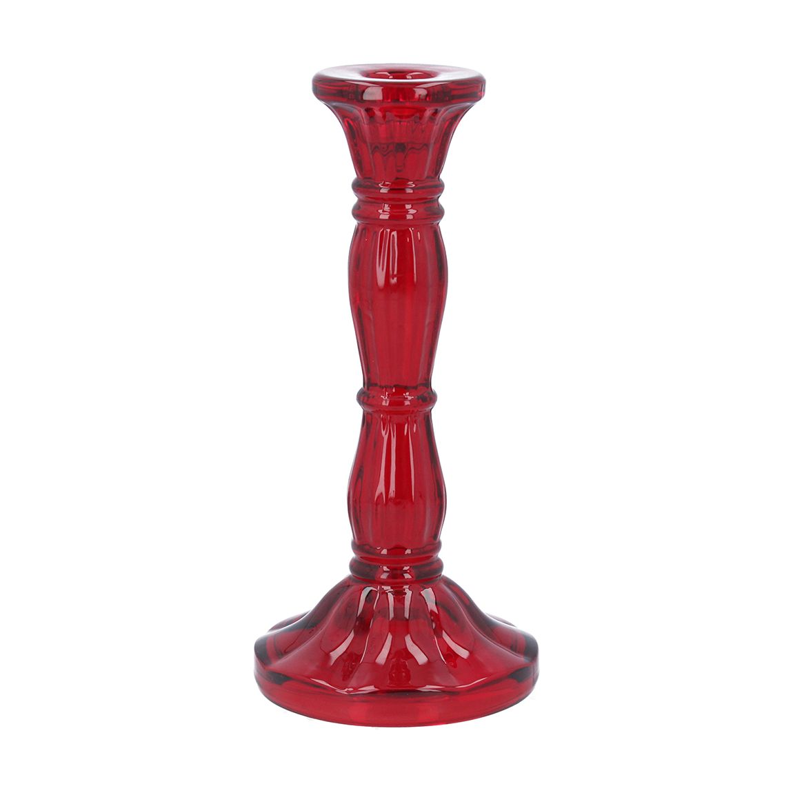 Set of 2 Red Glass Candlesticks main product photo