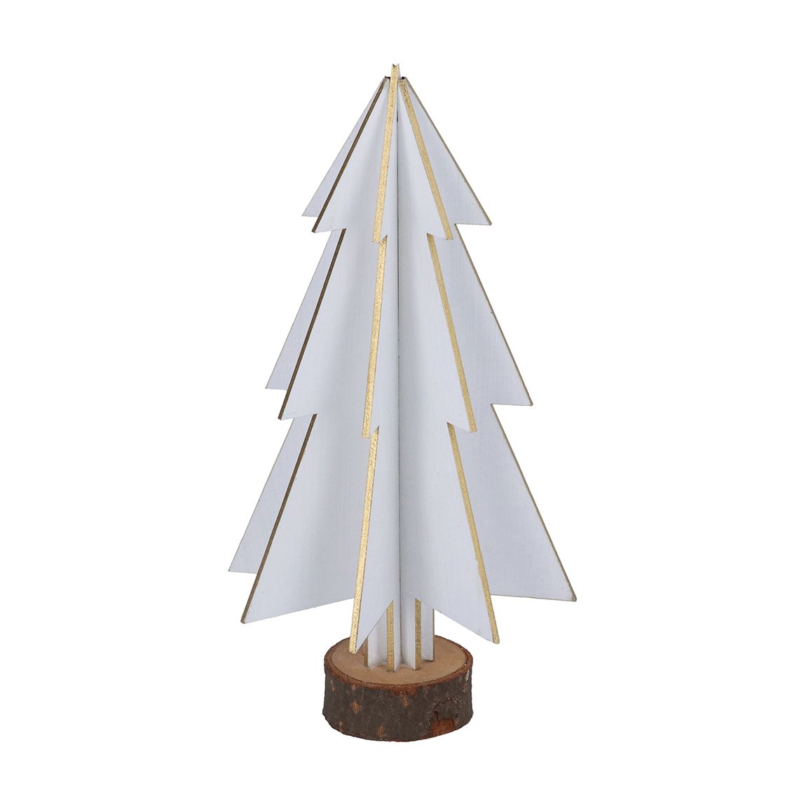 Set of 2 White Wood Tree Ornaments main product photo