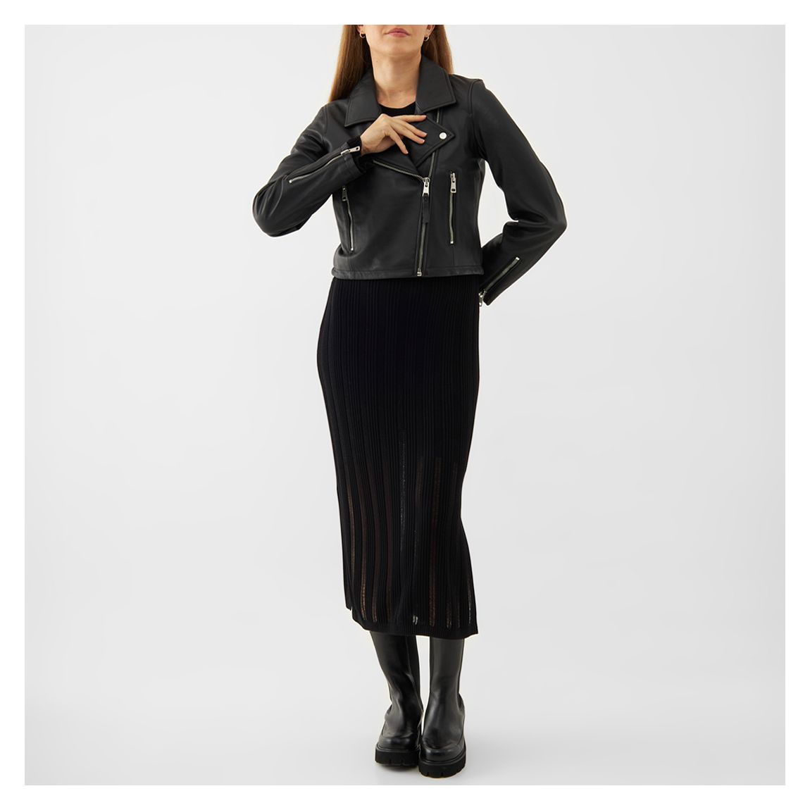Black Leather Racer Jacket main product photo