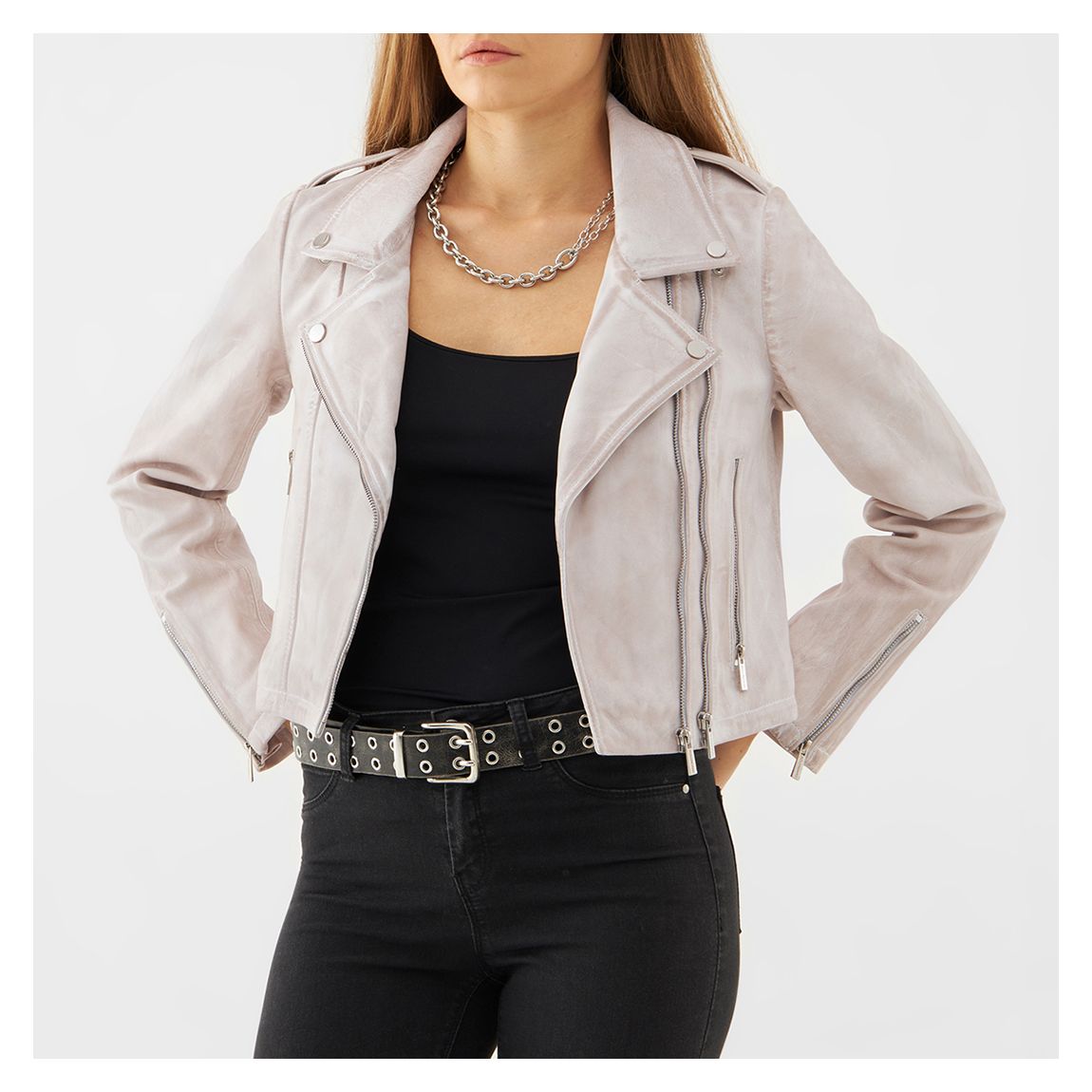 Off White Hana Leather Biker Jacket main product photo