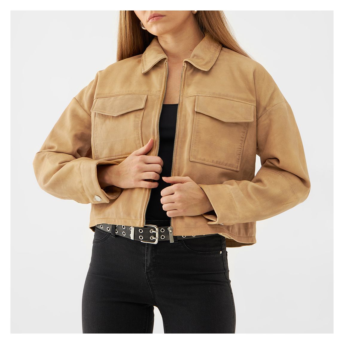 Tan Daisy Suede Shacket main product photo