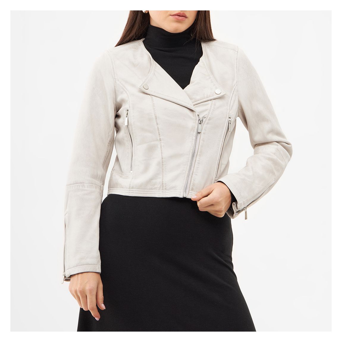 Off White Greta Zip Leather Biker Jacket main product photo