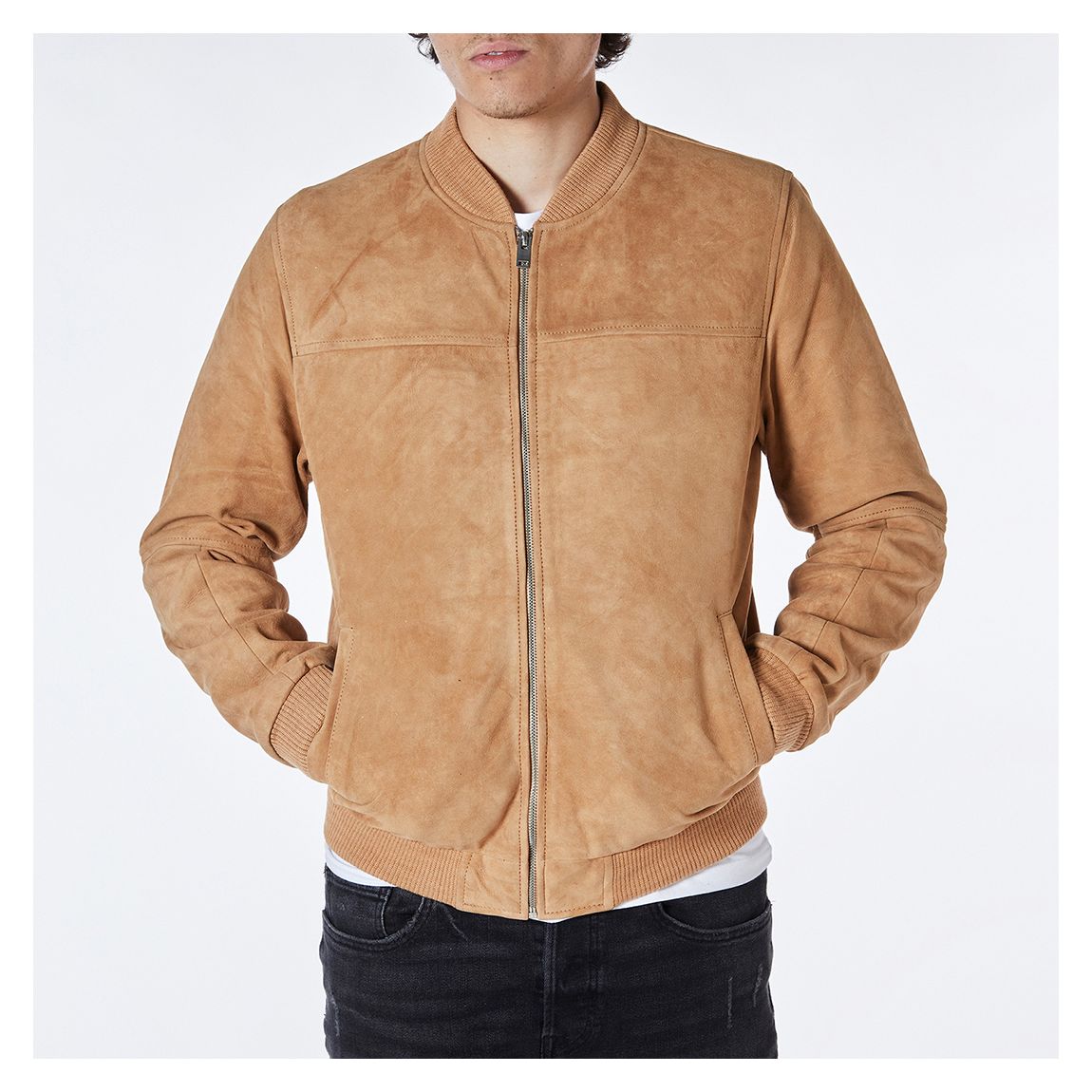 Camel Mikey Suede Bomber Jacket main product photo