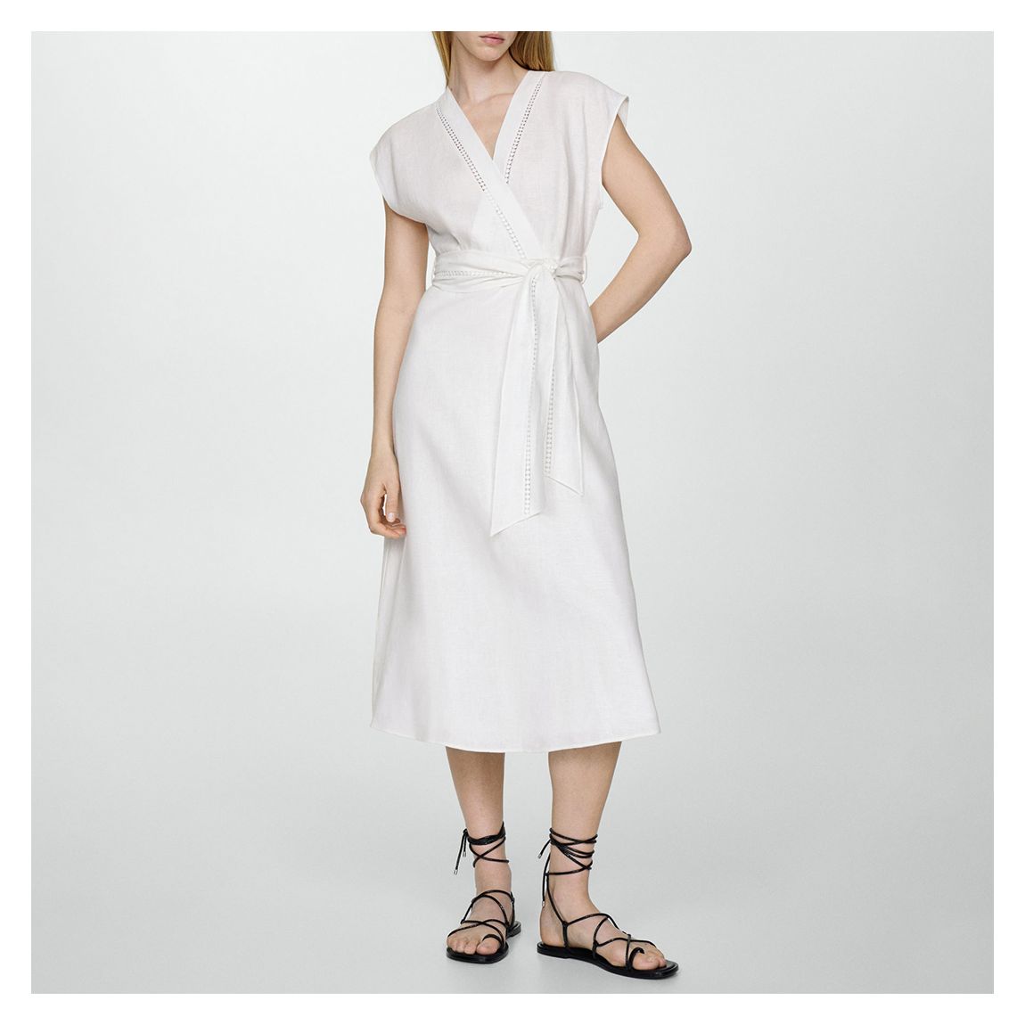 White Linen Dress With Bow main product photo