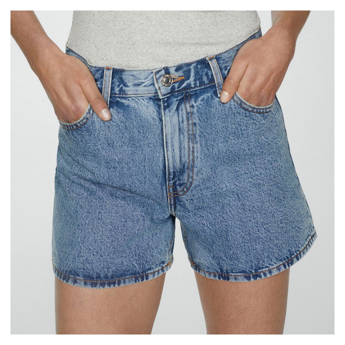 Medium Blue High-Rise Denim Shorts main product photo