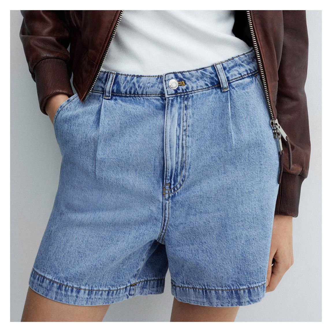 Medium Blue Slouchy Denim Shorts main product photo