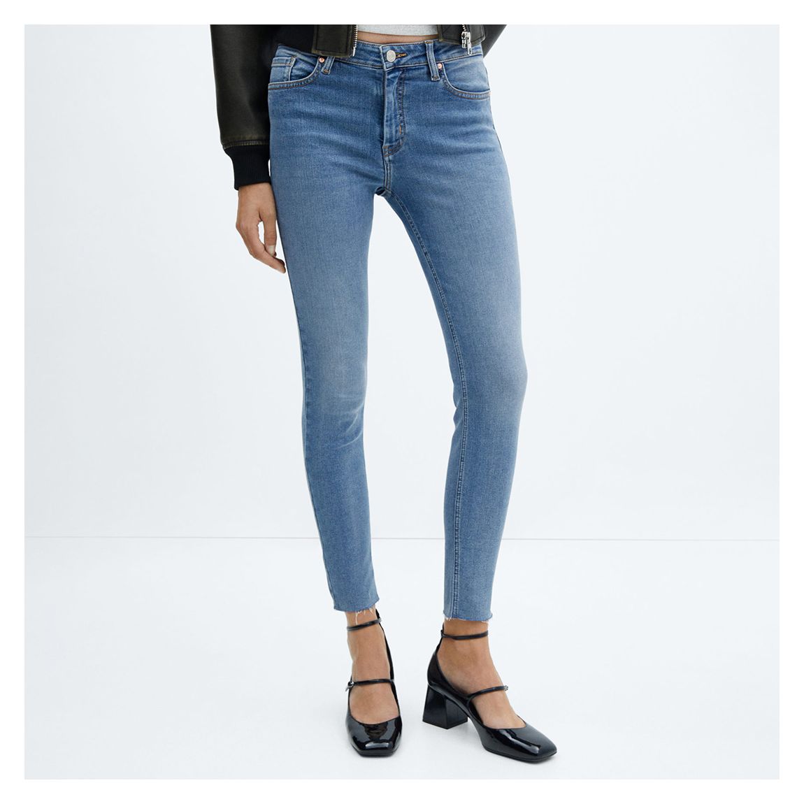 Medium Blue Skinny Cropped Jeans main product photo