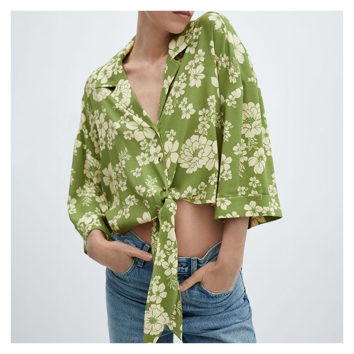 Green Floral-Print Shirt main product photo