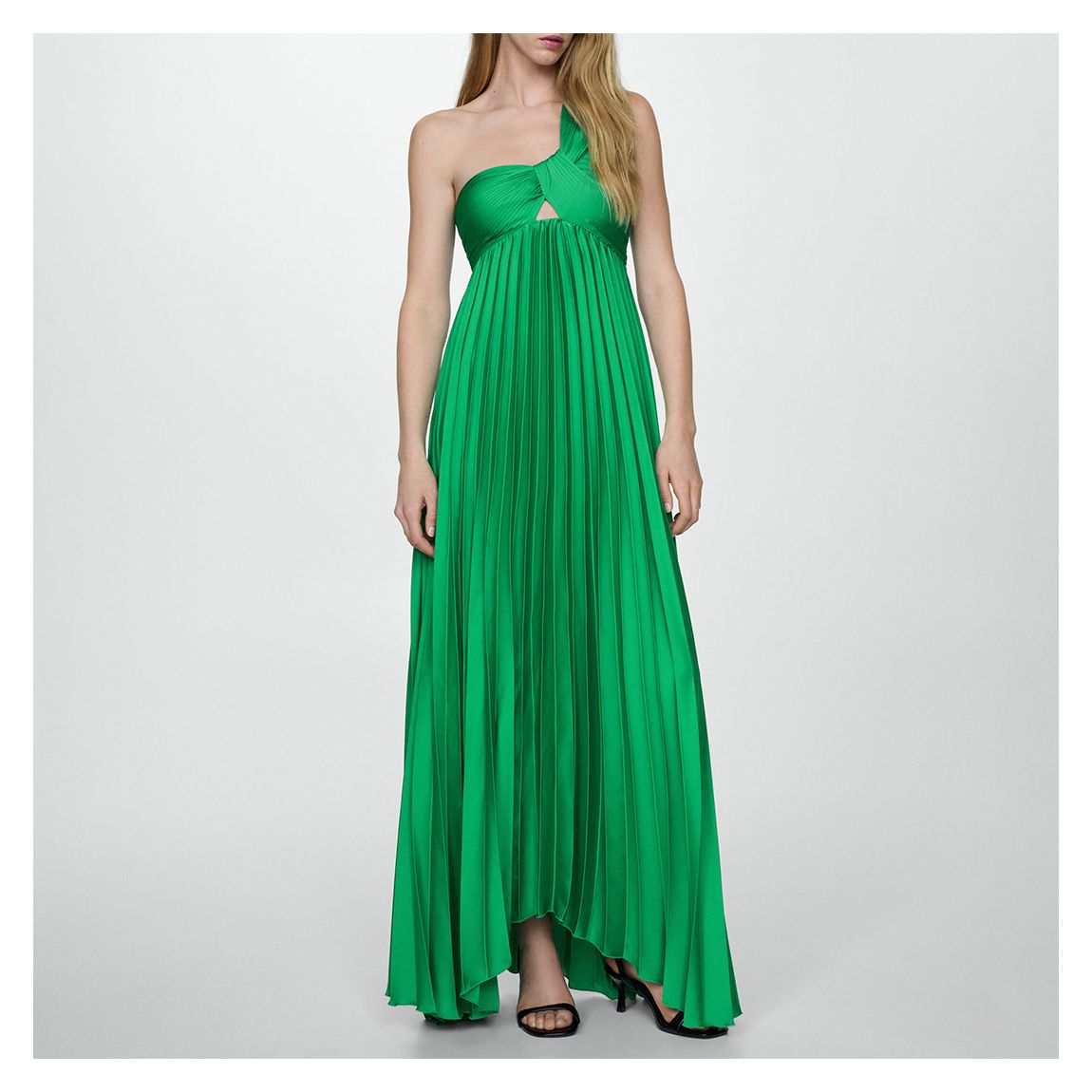 Green Asymmetrical Pleated Dress main product photo