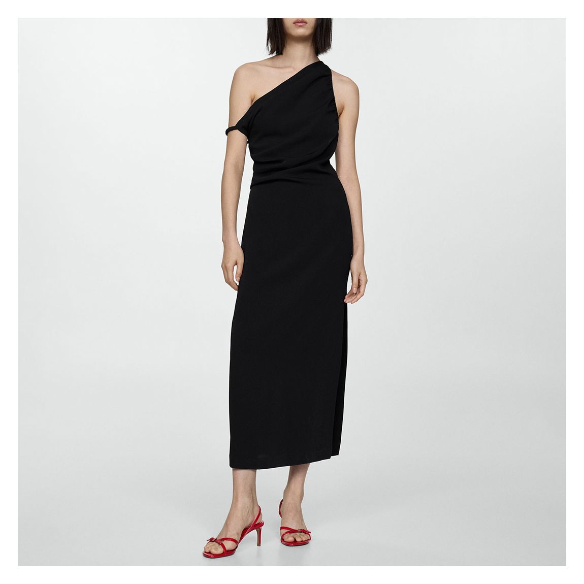 Black Asymmetric Neckline Dress main product photo