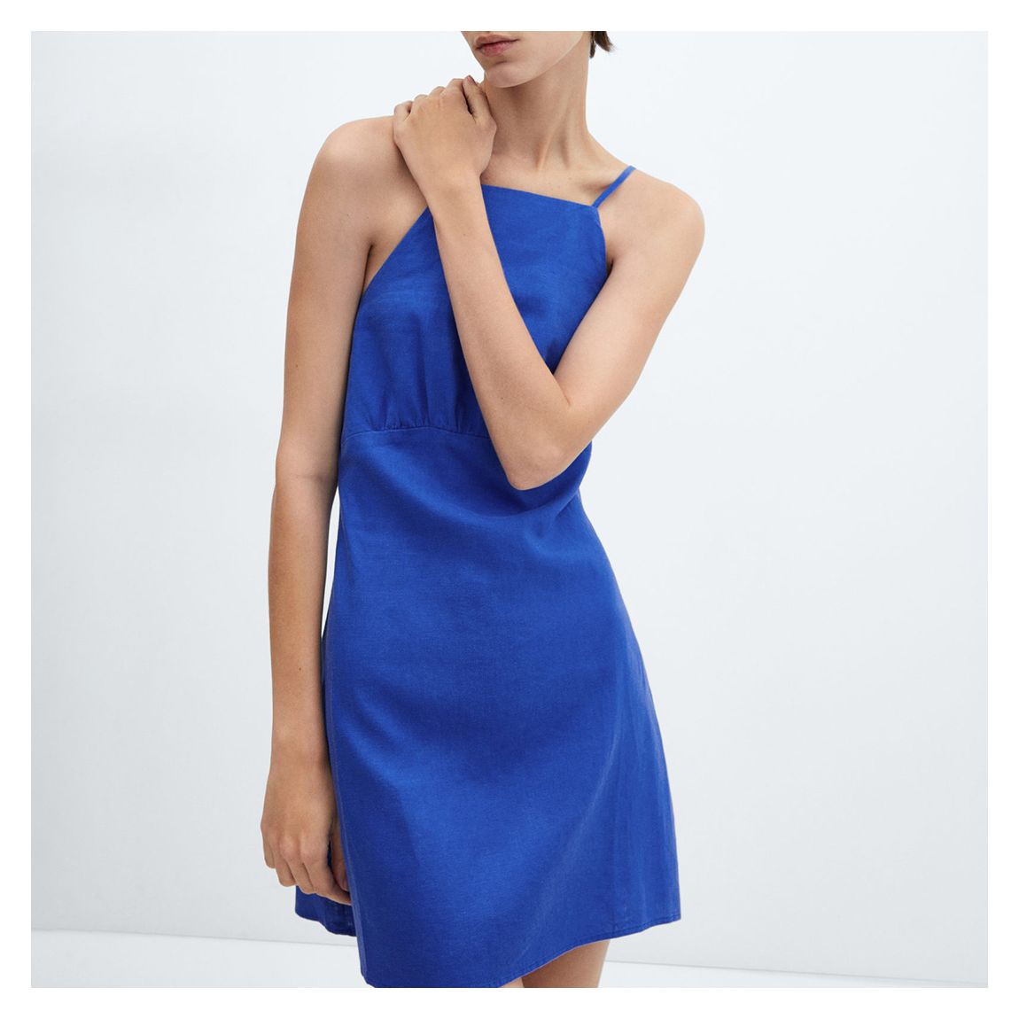 Blue Linen Strap Dress main product photo