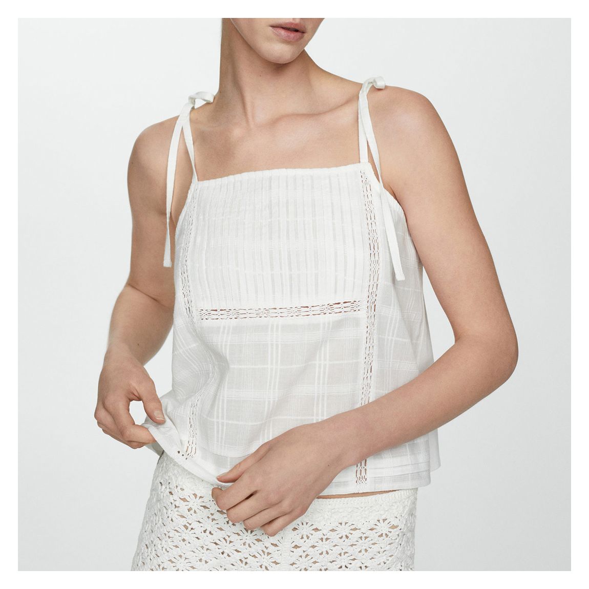 White Embroidered Cotton Top main product photo