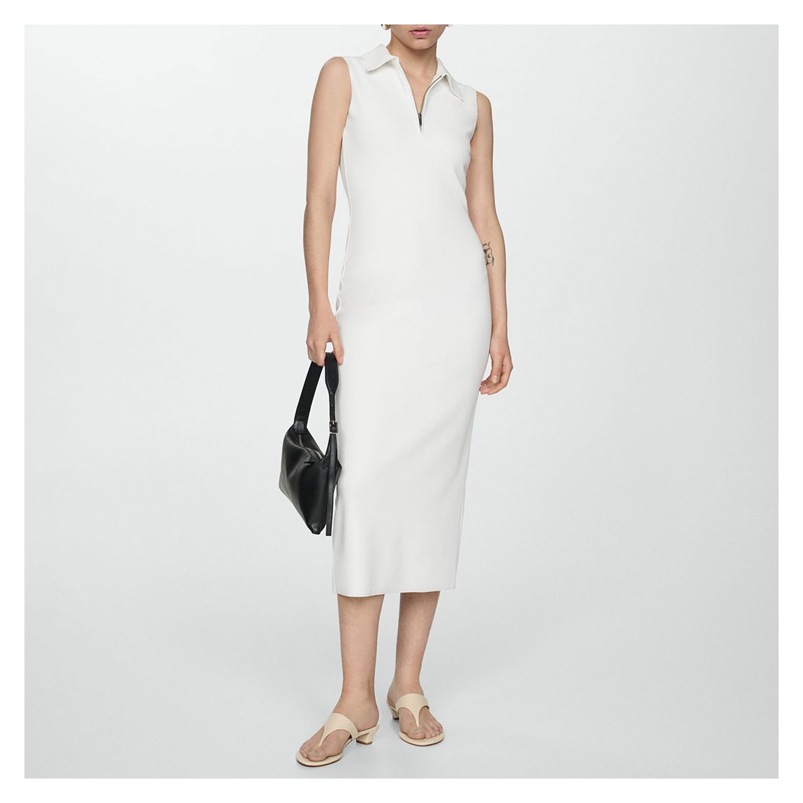 Ecru Zipper Neck Dress main product photo