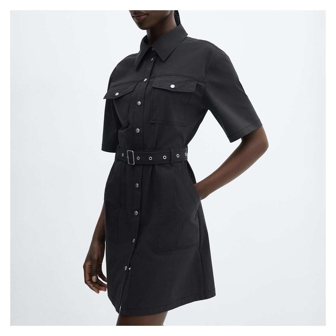 Black Belt Shirt Dress main product photo