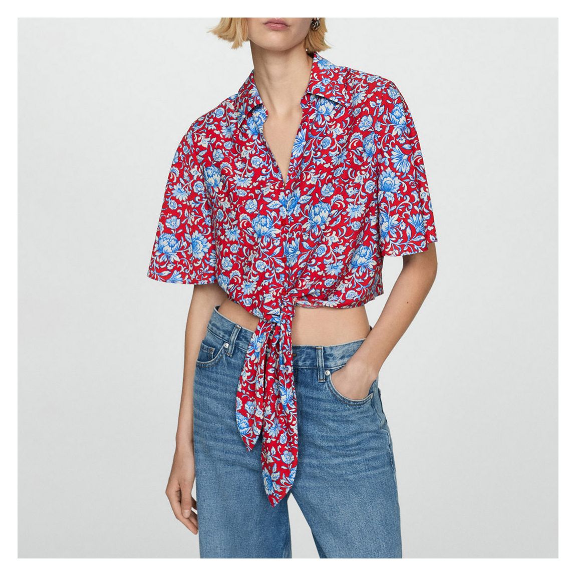 Red Floral-Print Shirt main product photo