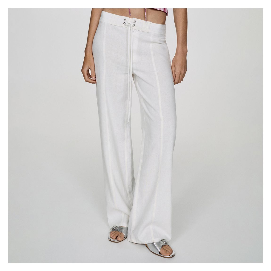 Off White Bow Linen Trousers main product photo