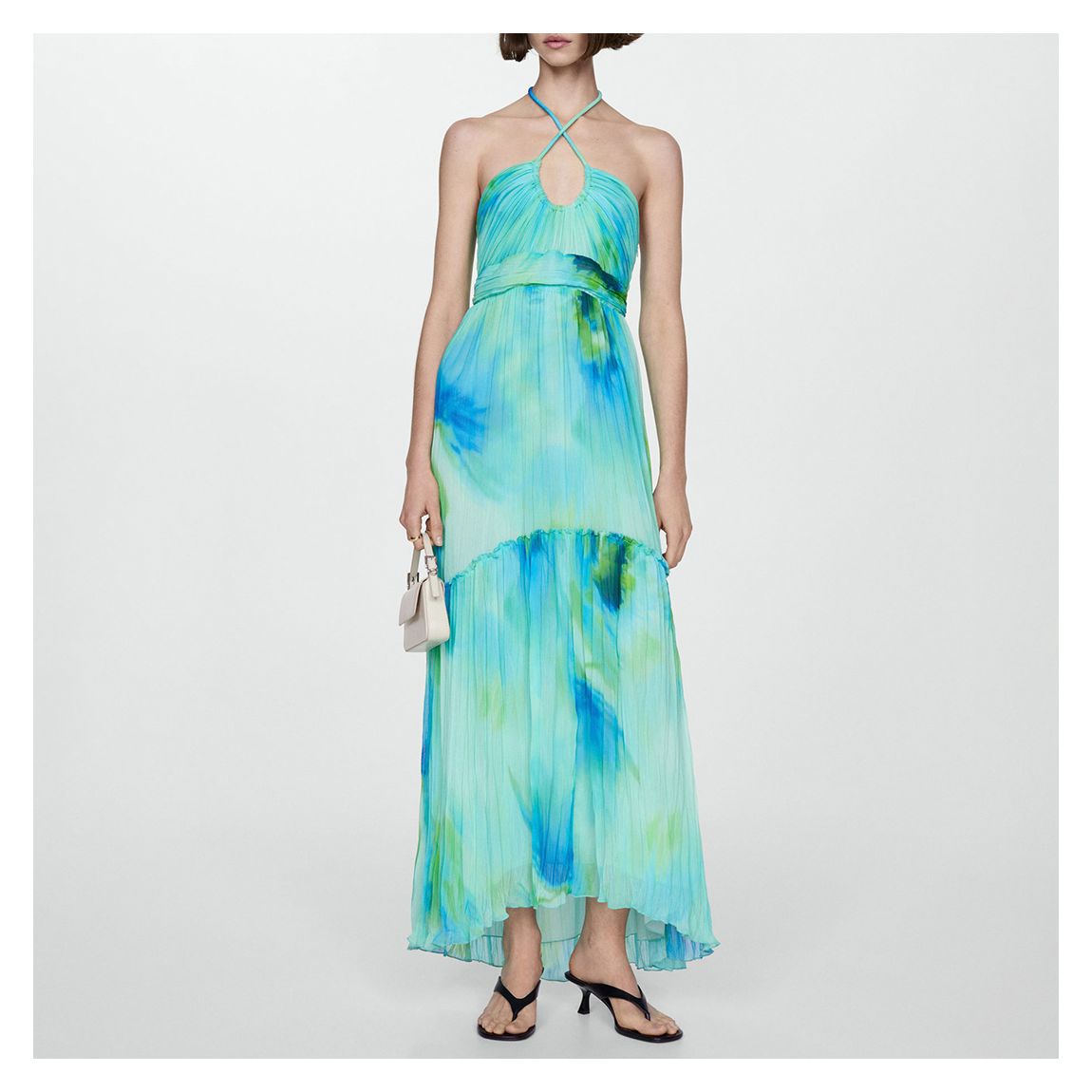 Turquoise Printed Halter Gown main product photo