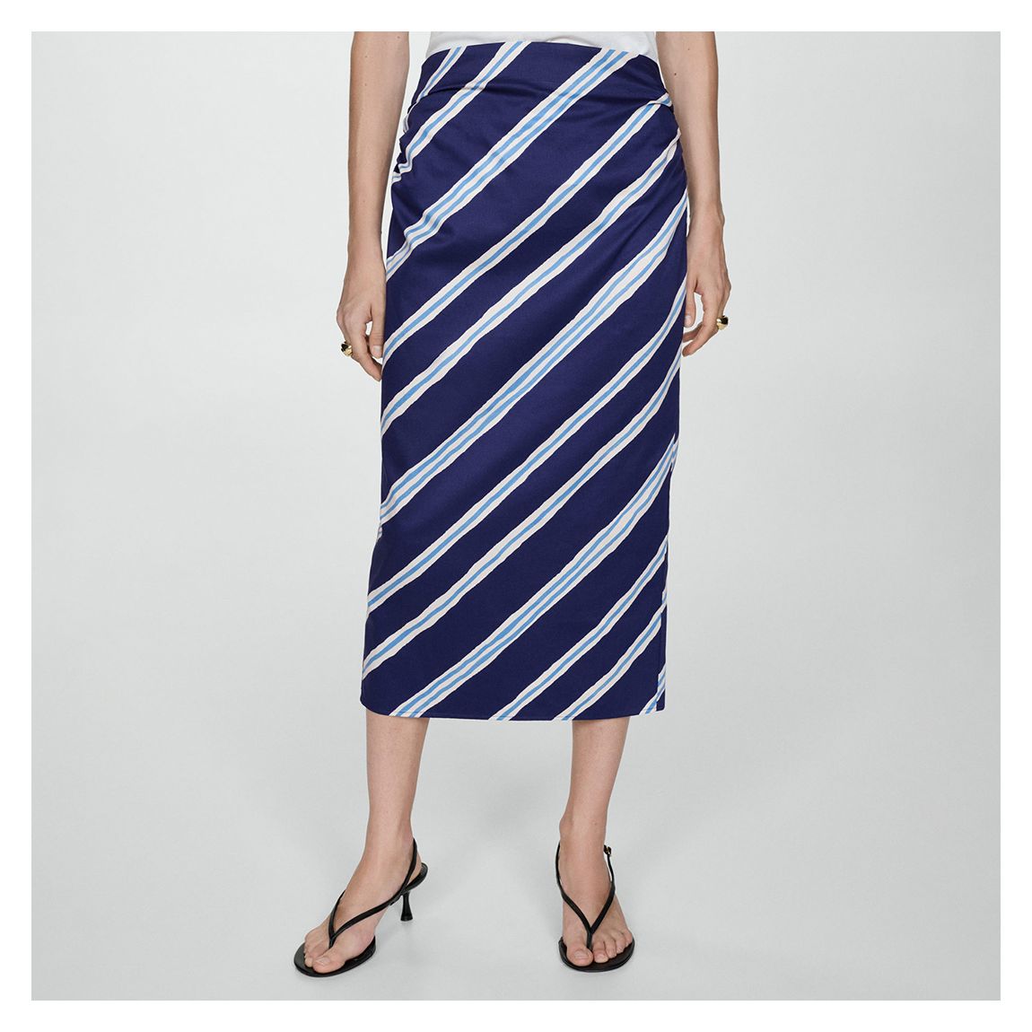 Ink Blue Slit Striped Skirt main product photo