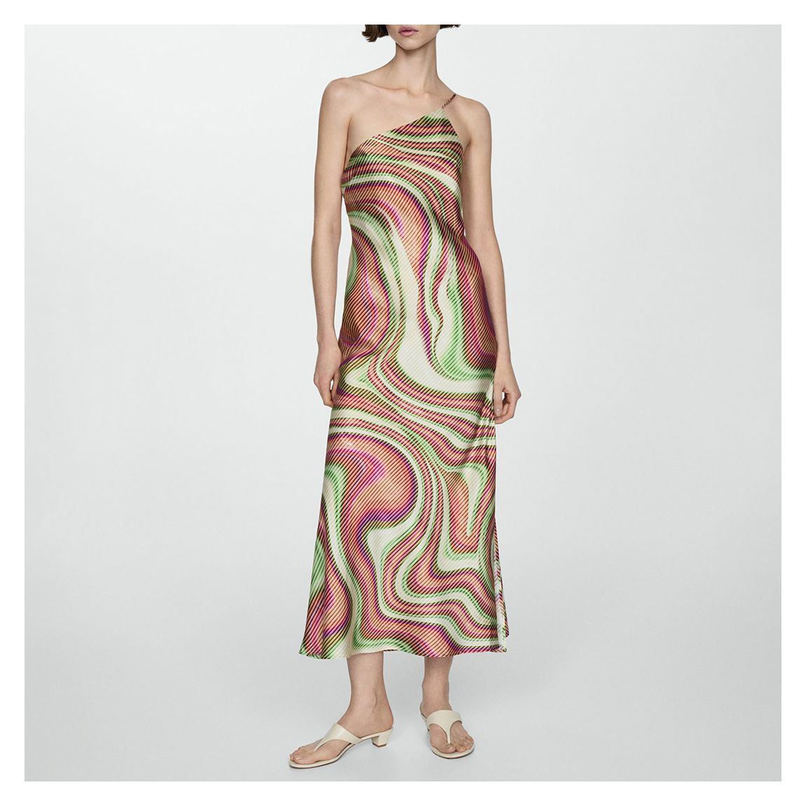 Ecru Printed Satin Dress main product photo