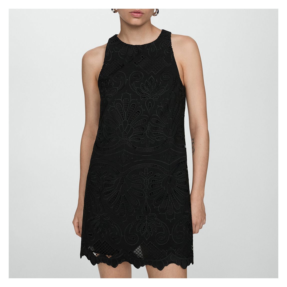 Black Embroidered Short Dress main product photo