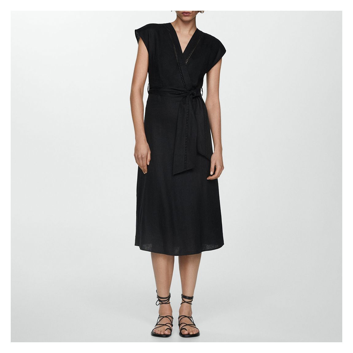 Black Linen Bow Dress main product photo