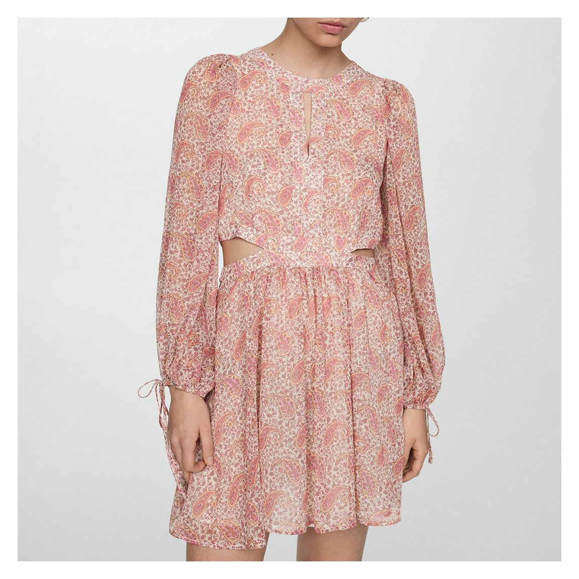 Pink Paisley Dress With Openings main product photo