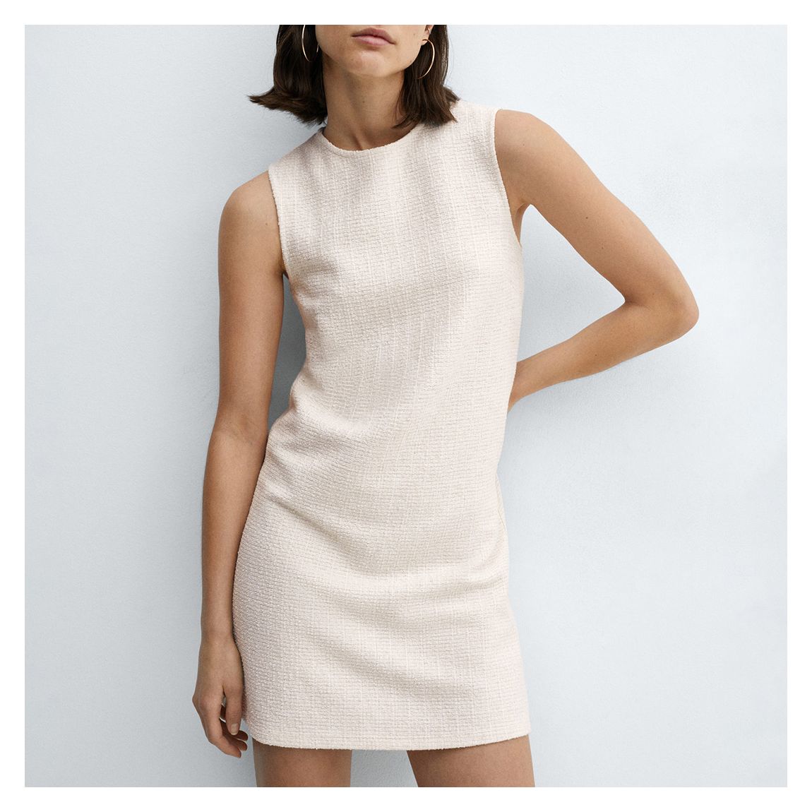 Ecru Textured Knitted Dress main product photo