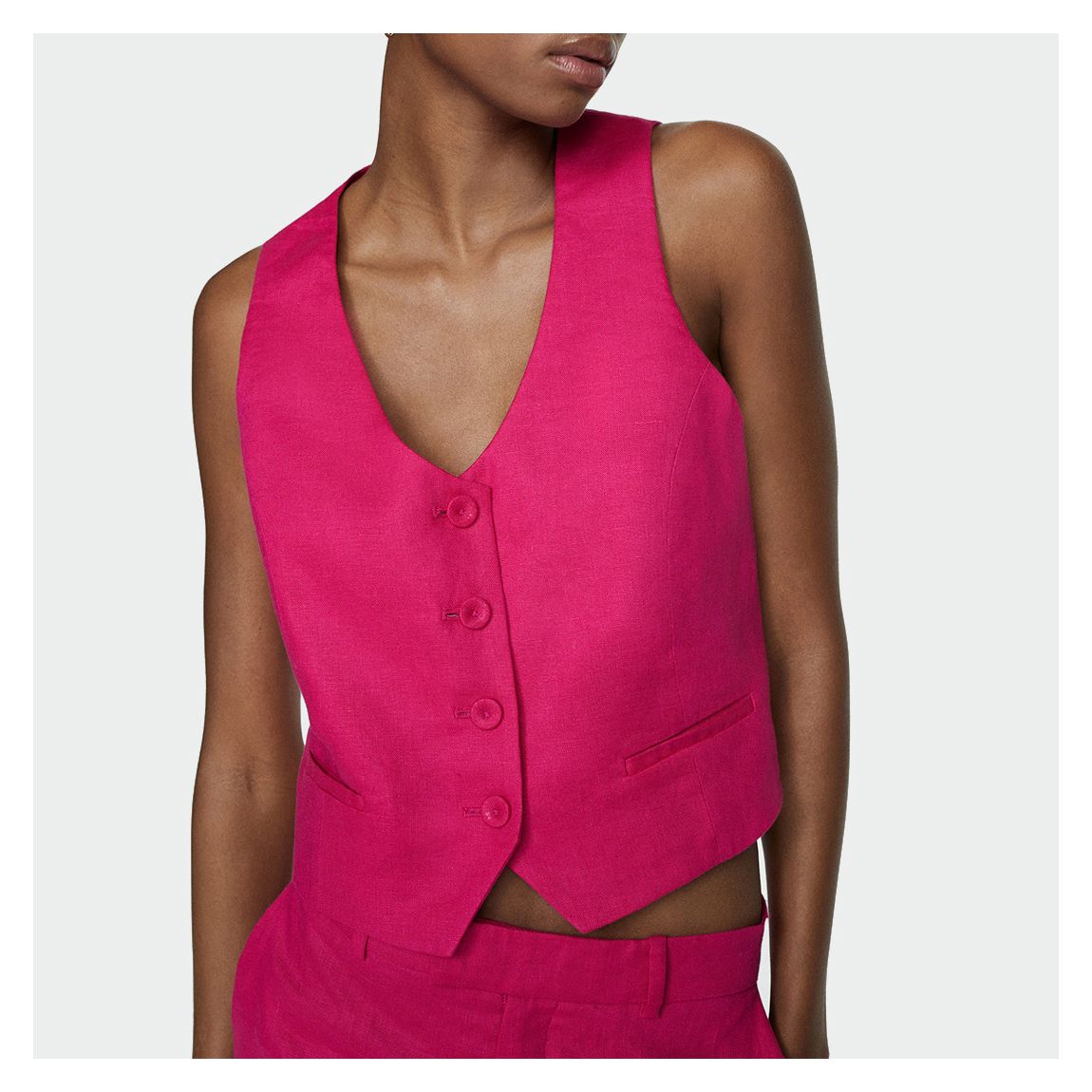 Fuchsia Linen Suit Waistcoat main product photo