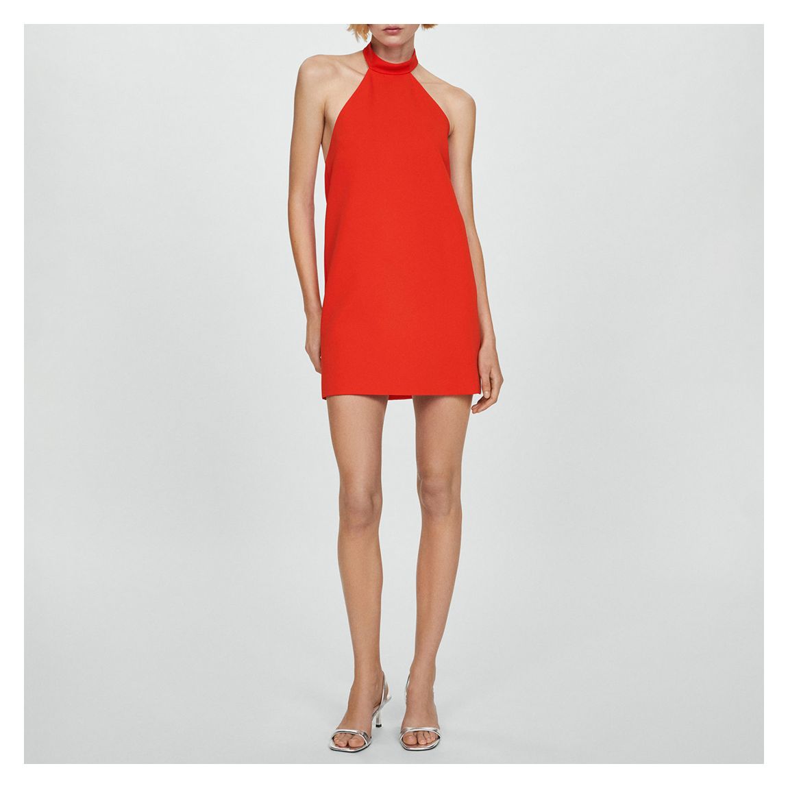 Red Halter-Neck Open-Back Dress main product photo
