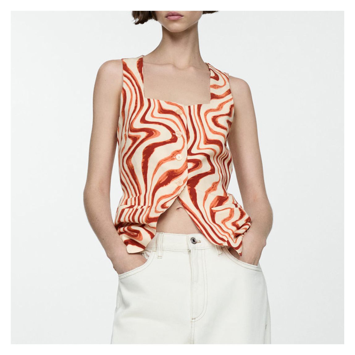 Ecru Bow Print Top main product photo
