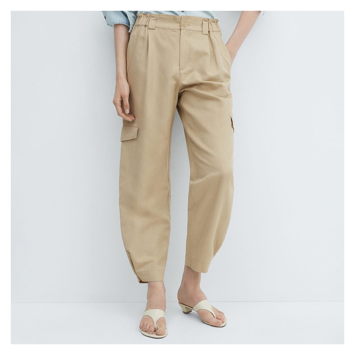 Beige Linen Cargo Pants main product photo