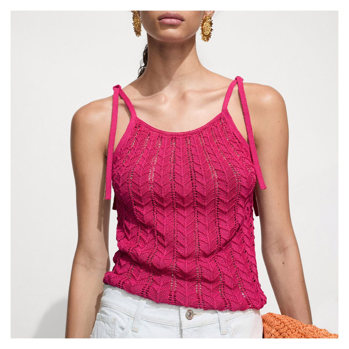 Fuchsia Openwork Knitted Top main product photo