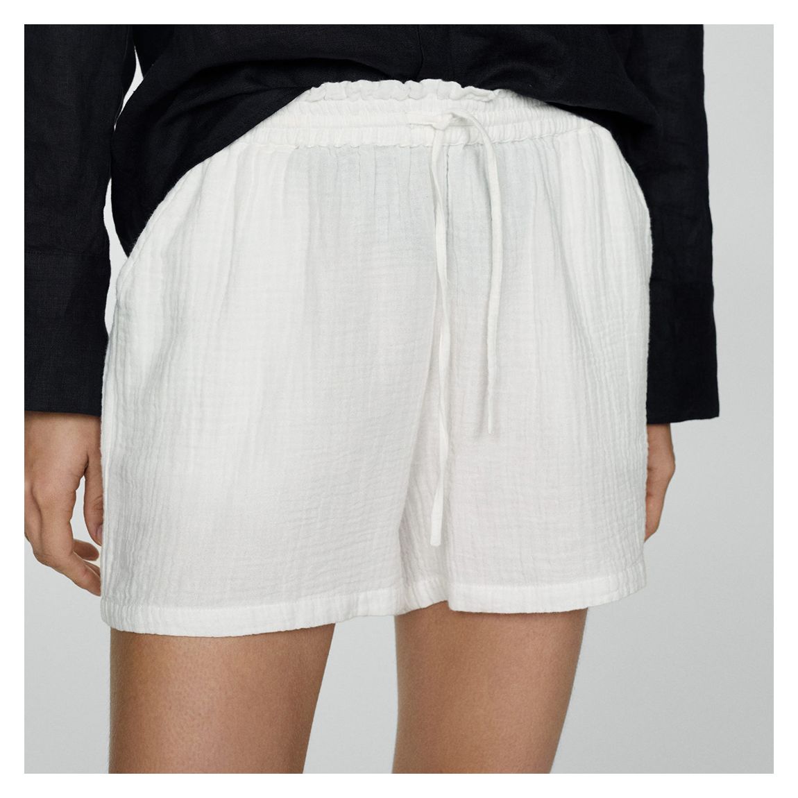 Off White Cotton Shorts main product photo