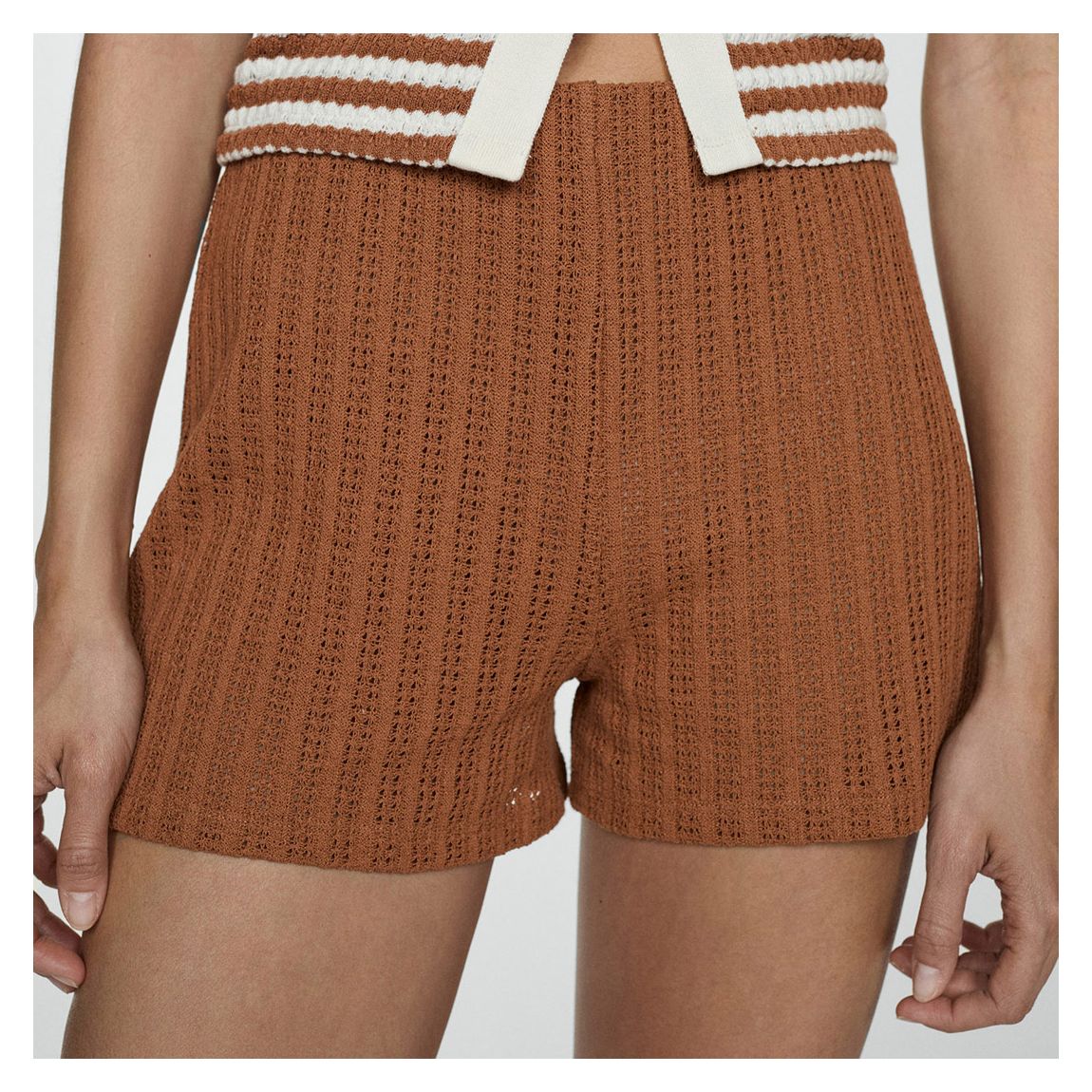 Caramel Straight-Fit Knitted Shorts main product photo