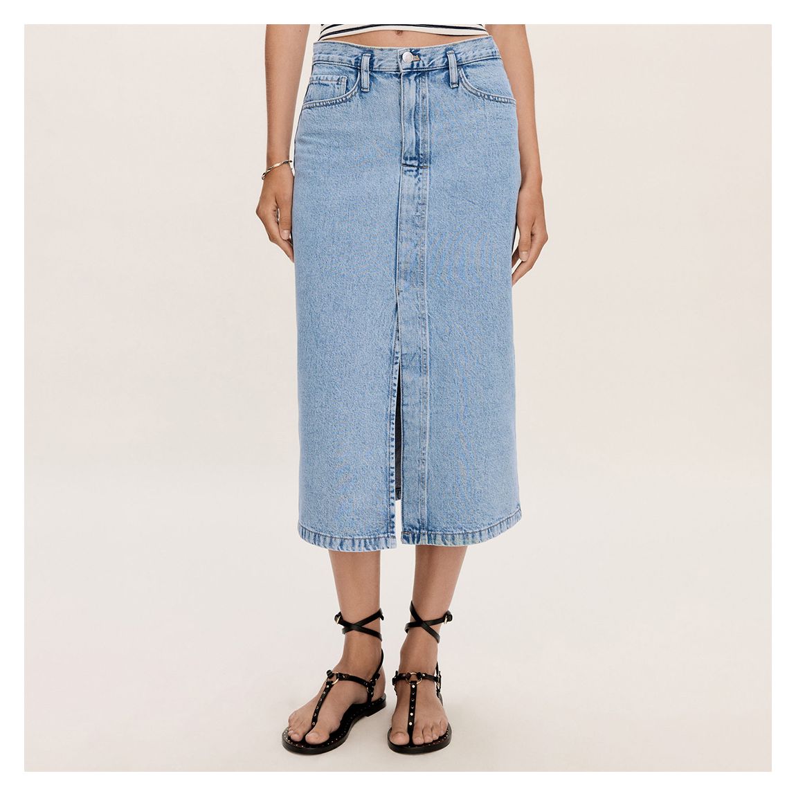 Light Blue Slit Denim Skirt main product photo