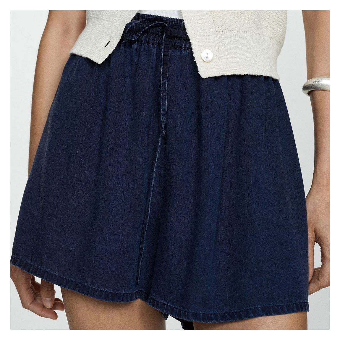 Blue Lyocell Shorts With Elastic Waist main product photo
