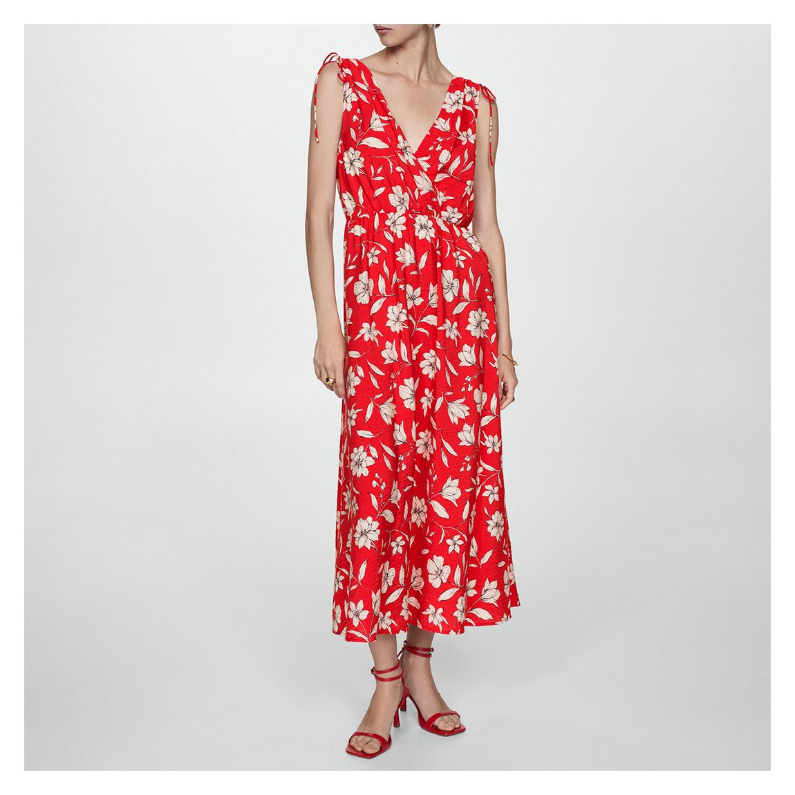 Red Long Printed Dress main product photo