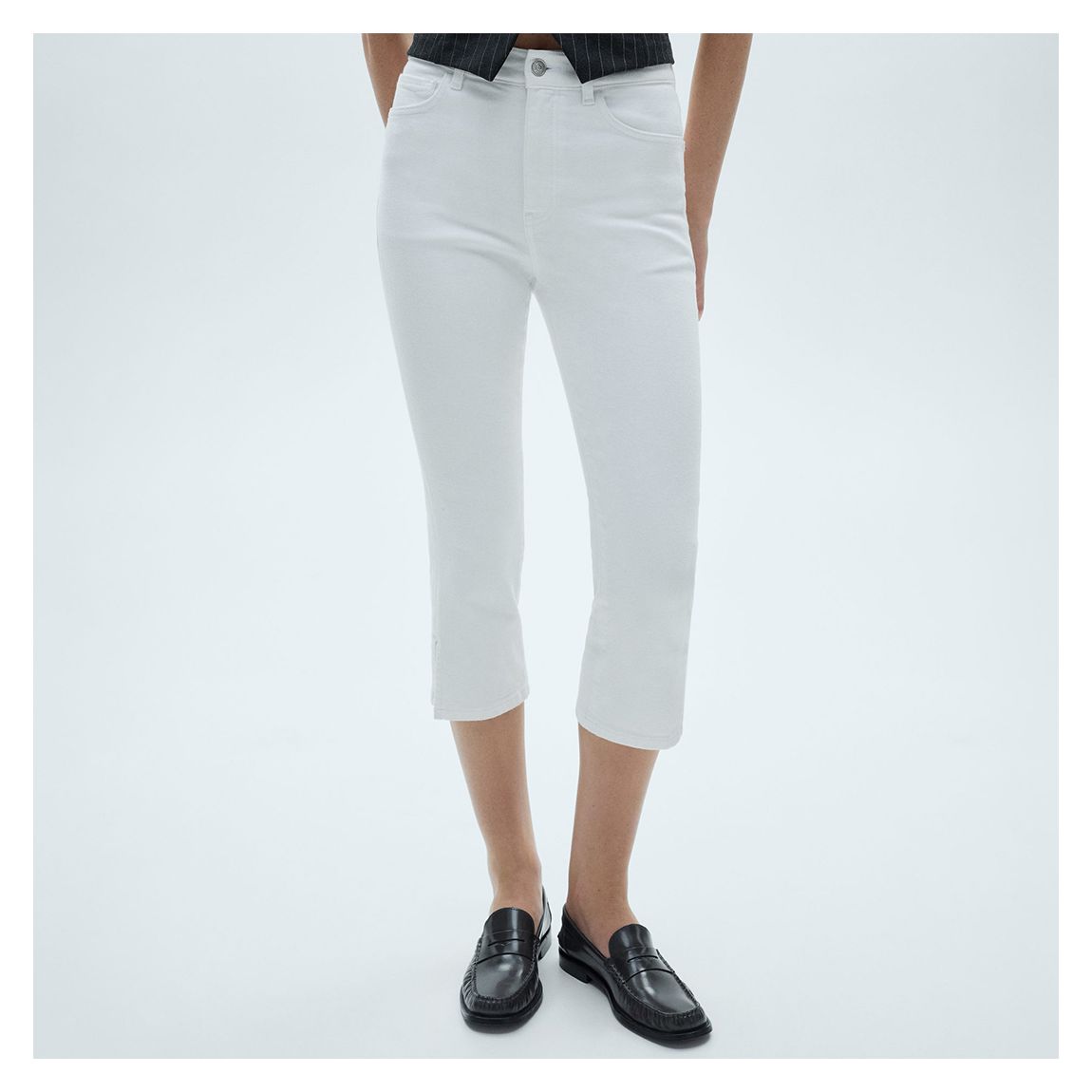 White Side Opening Capri Jeans main product photo