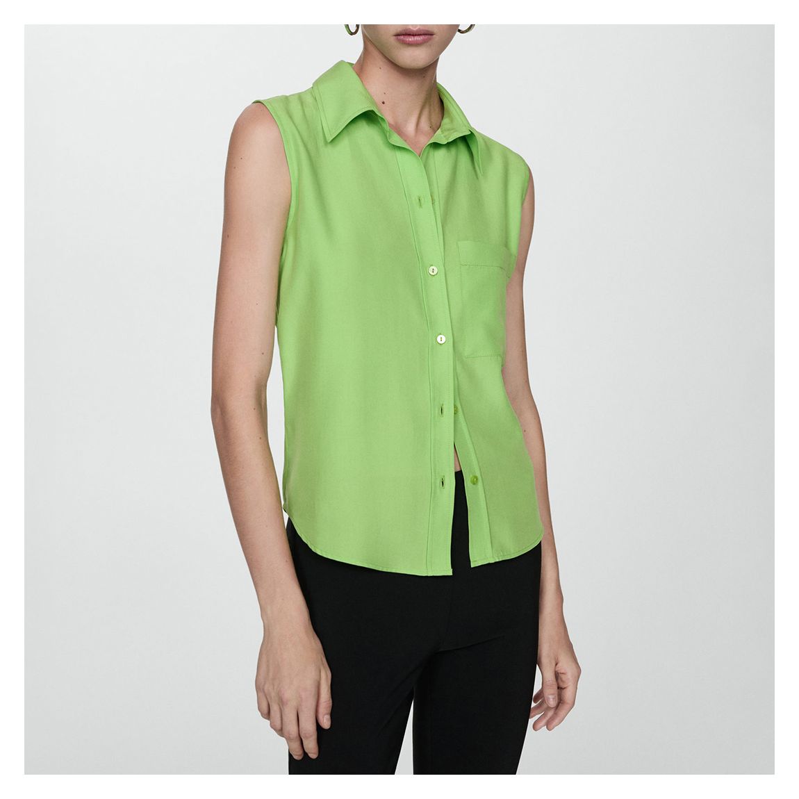 Green Lyocell Sleeveless Shirt main product photo