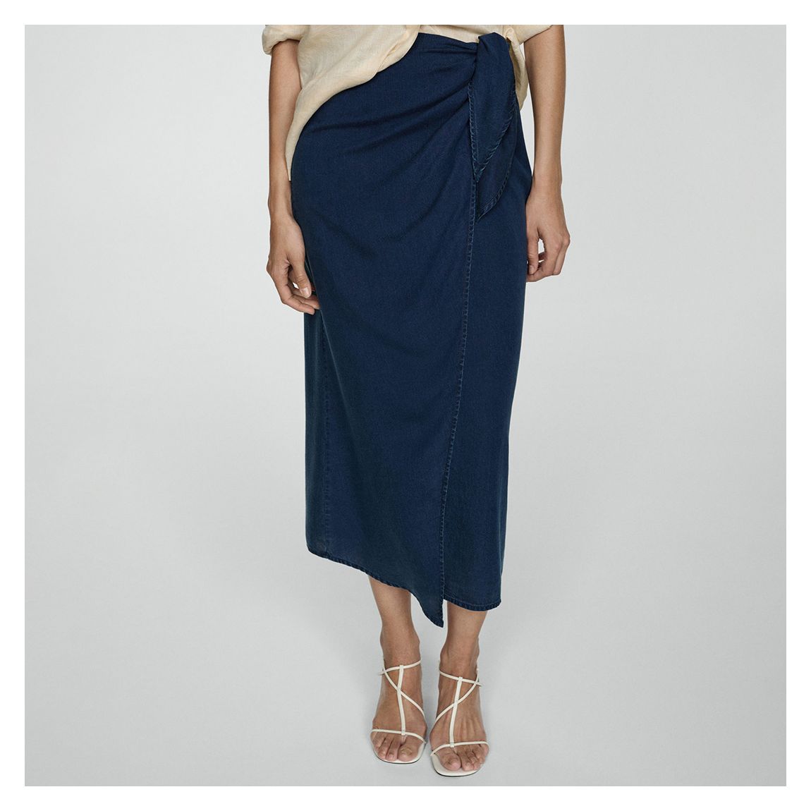 Dark Blue Lyocell Sarong Skirt main product photo