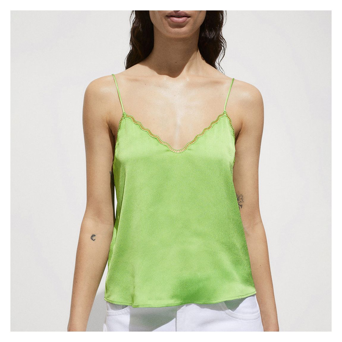 Green Satin Top main product photo
