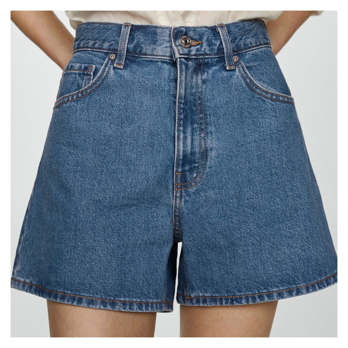 Medium Blue High-Rise Denim Shorts main product photo