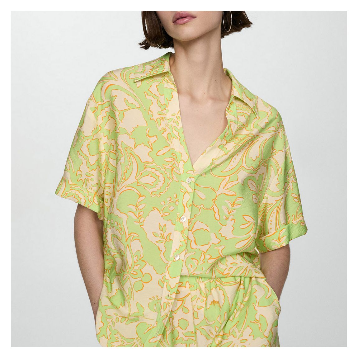 Lime Printed Short-Sleeved Shirt main product photo